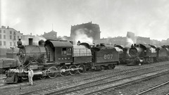 Trains railroad tracks steam