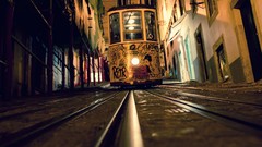 Tram lisbon railroad tracks elevators
