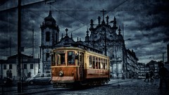 Tram transportation cityscapes