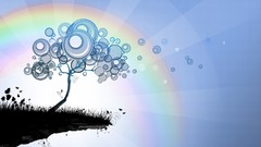 Trees abstract rainbows Graphic Design vector art Silhoutte