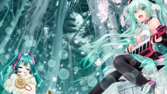 Trees Animals Chibi instruments long hair anime girls hatsune 