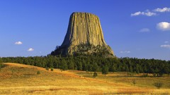 Trees autumn tower Wyoming plateau Devils Tower