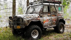Trees cars Offroad forests UAZ Russians russian cars