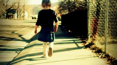 Trees children baby street sidewalk walking way