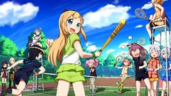 Trees clouds cap Anime glasses white hair Ribbons tennis 