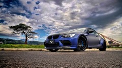 Trees clouds cars BMW roads vehicles m3 vorsteiner