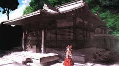 Trees clouds socks bows long hair brunettes hakurei reimu 