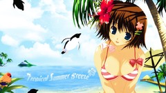 Trees clouds summer login Beaches anime girls blue eyes short 