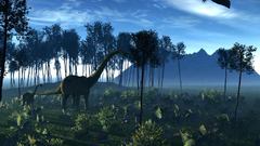 Trees dawn forests Dinosaurs
