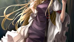 Trees dress hats Ribbons bows blondes long hair white dress 