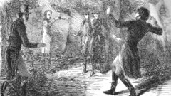 Trees duel grayscale drawings