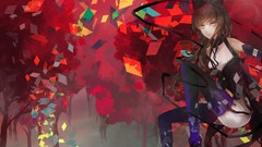 Trees eyes weapons Anime dress Shorts belts outdoors anime 