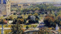 Trees France French paintings impressionism houses cityscapes 