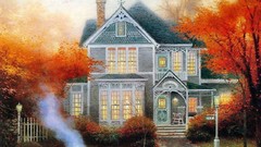 Trees houses artwork Thomas