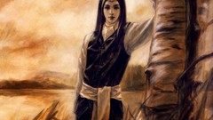 Trees long hair artwork fantasy art Shinobu Tanno