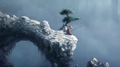 Trees Men fishing rod Chinese