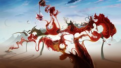 Trees Mountains abstract bubbles goldfish Twisted blood vessels 