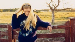 Trees October fences pants blondes closed eyes supermodels 