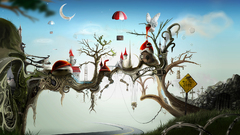 Trees paint bubbles fantasy