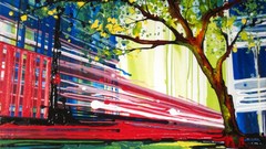 Trees paintings buildings cityscapes artwork traditional art 