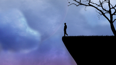 Trees planets Men cliffs