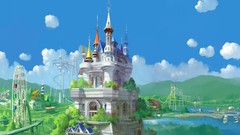 Trees roads Bridges Castles Amusement Park artwork ferris 