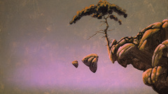 Trees rocks Roger Dean