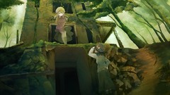 Trees ruins dress back hats socks buildings bows outdoors 