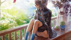 Trees socks uniforms vocaloid panties twintails luo tianyi