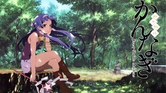 Trees staff Ribbons skirts boots purple hair forests purple 