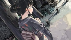 Trees stump Plants dress back kimono path chains outdoors blush 