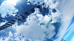 Trees sun clouds curved artwork