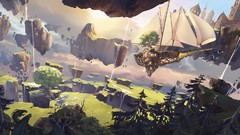 Trees waterfalls rocks houses Castles environment sails 