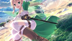 Trees wings Anime flying blondes anime girls green eyes forests 