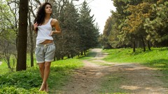 Trees woman outdoors brunettes Malina A