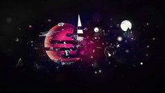 Triangles abstract circles shapes spheres 1967 dark background 