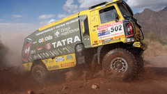 Trucks dust vehicles gravel