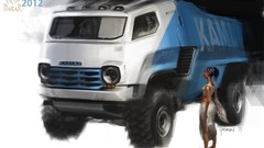 Trucks vehicles KAMAZ Dakar digital art fantasy art Russians