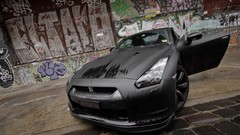 Tuning cars black cars graffiti art tuned nissan GTR R35
