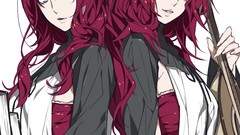 Twins long hair anime girls blue eyes back to back nier 