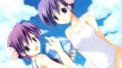 Twins purple hair to heart to heart 2 purple eyes school 