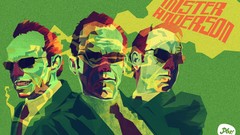 Typography Agent green background sunglasses Agent Smith 