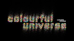 Typography black background circles multicolor Simon C. Page