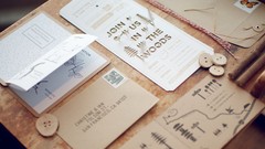 Typography Wood mail postcards