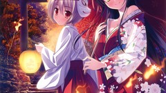 Umbrellas kimono masks anime girls original characters scans 