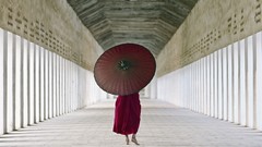 Umbrellas monk Myanmar