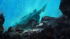 Underwater Deep Sea rocks