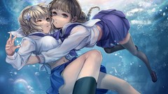 Underwater skirts anime girls seifuku hanasaku iroha matsumae 