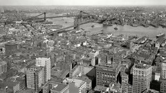 USA historic cityscapes new york city east river grayscale Amin 