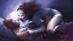 Vampire horror nurse painting